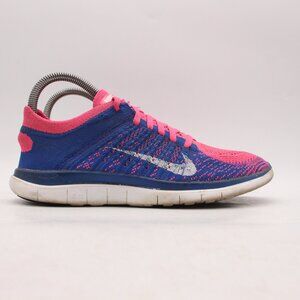 Nike Free 4.0 Flyknit Running Shoes Women's Sz 7 Pink / Blue Sneakers 631050-600